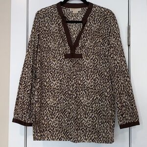 NWOT Michael Kors Cotton Leopard Print Tunic Top L